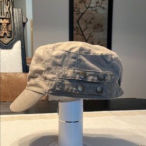 Stylish Tan Khaki Cap with Side Snap Accents